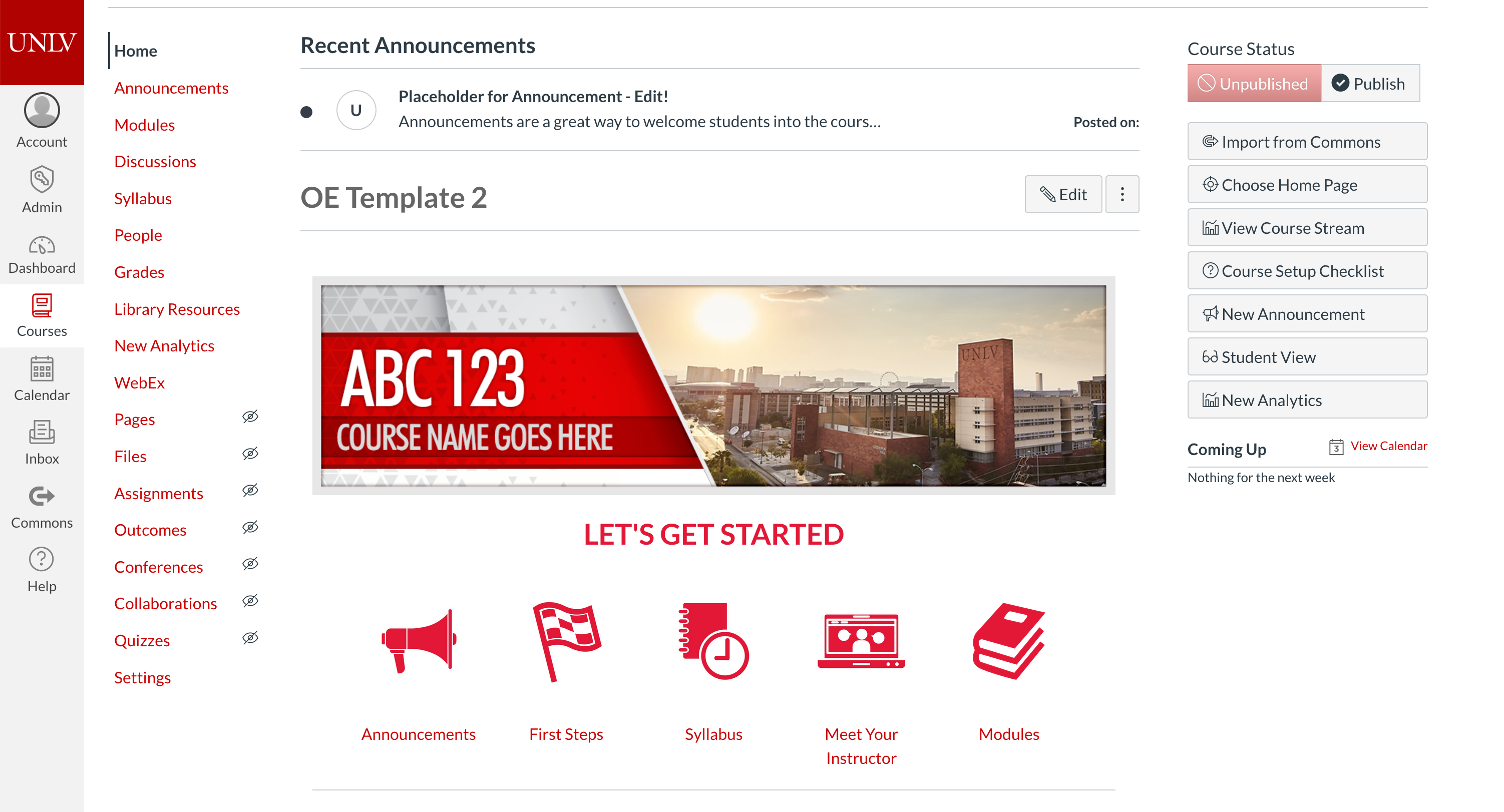 screenshot of WebCampus course with a course banner image