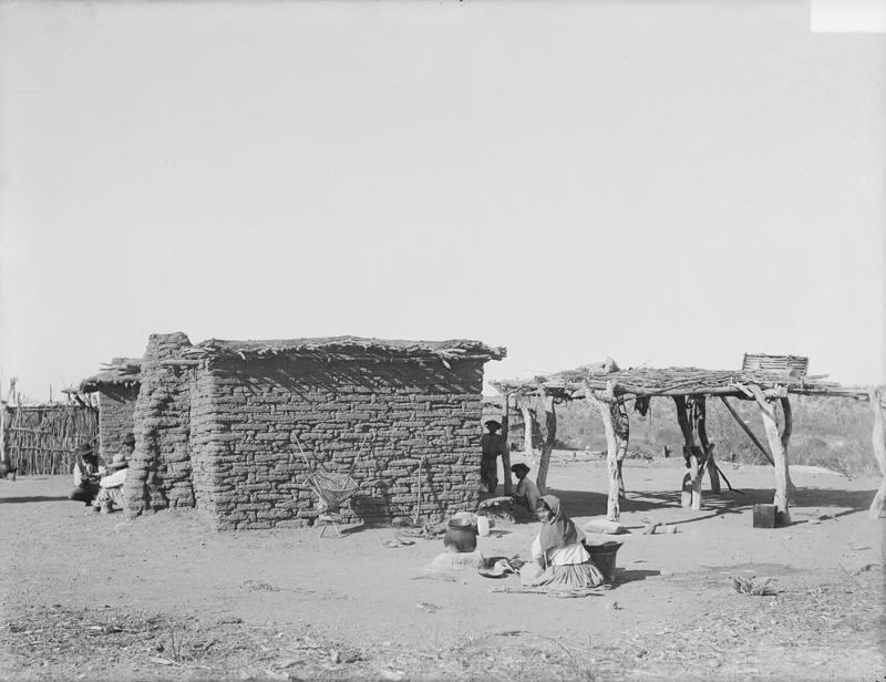 Picture shows Tohono Oodham rancheria settlement from 1894