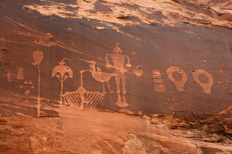 Pictture shows Petroglyphs or rock carving on Newspaper Rock, Utah, USA. Many of the tribes that we will study in this course have deep temporal connections with the southwest. The rock art may have been produced centuries ago by ancestors of the modern Puebloan people.