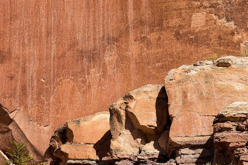 Pictture shows Petroglyphs or rock carving on Newspaper Rock, Utah, USA. Many of the tribes that we will study in this course have deep temporal connections with the southwest. The rock art may have been produced centuries ago by ancestors of the modern Puebloan people.