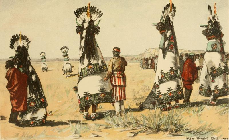 Picture shows the Shalako ceremony from 1898