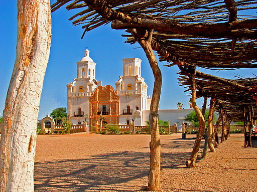 Picture shows the San Xavier del Bac