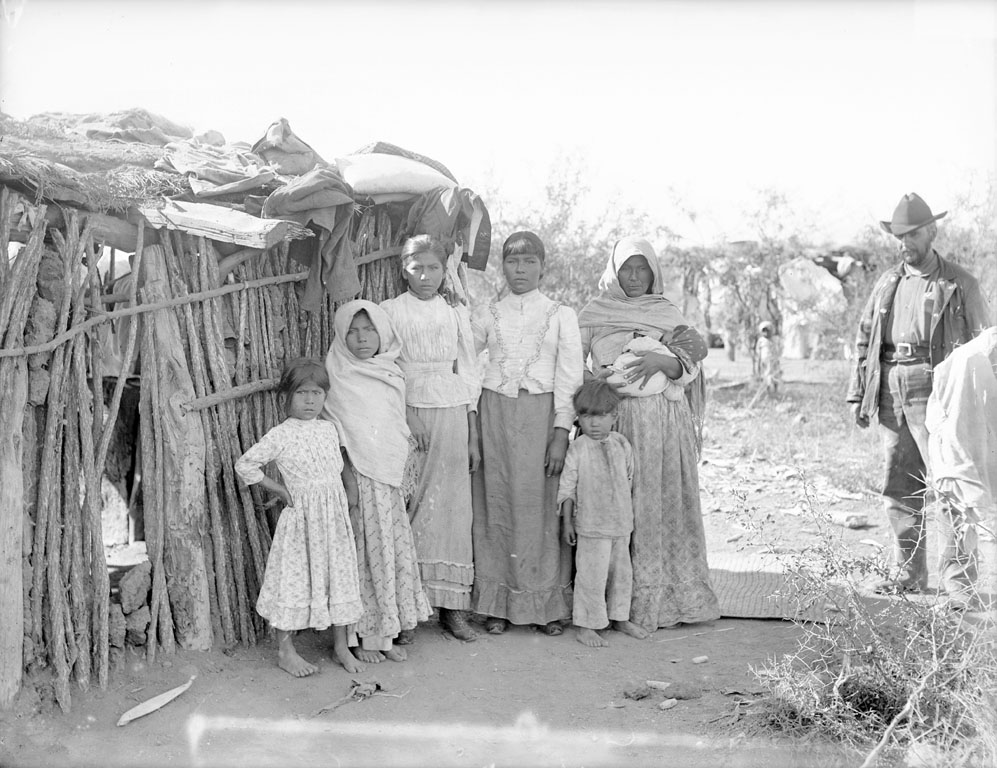 Older picture from 1894, showing Tohono Oodham family near their home.