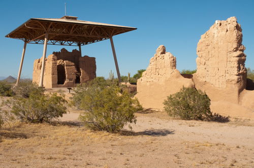 Remnants of a multi-story Hohokam structure, dated to about A.D. 1350, found at Picture shows Casa Grande Ruins National Monument