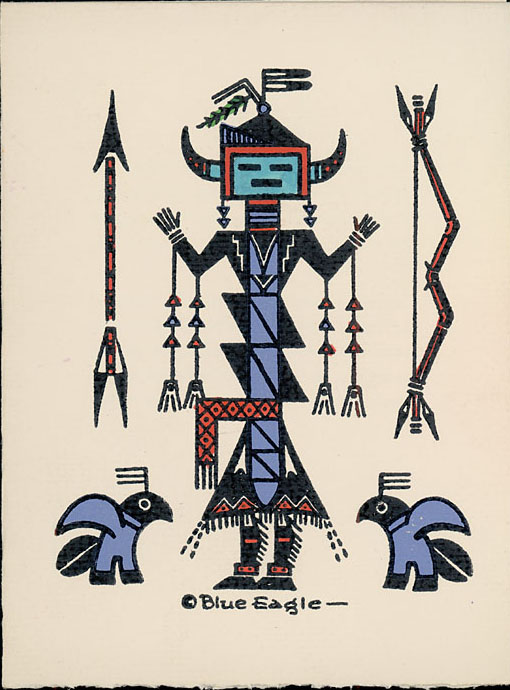 Picture shows drawing of a Navajo Diyen by Acee Blue Eagle