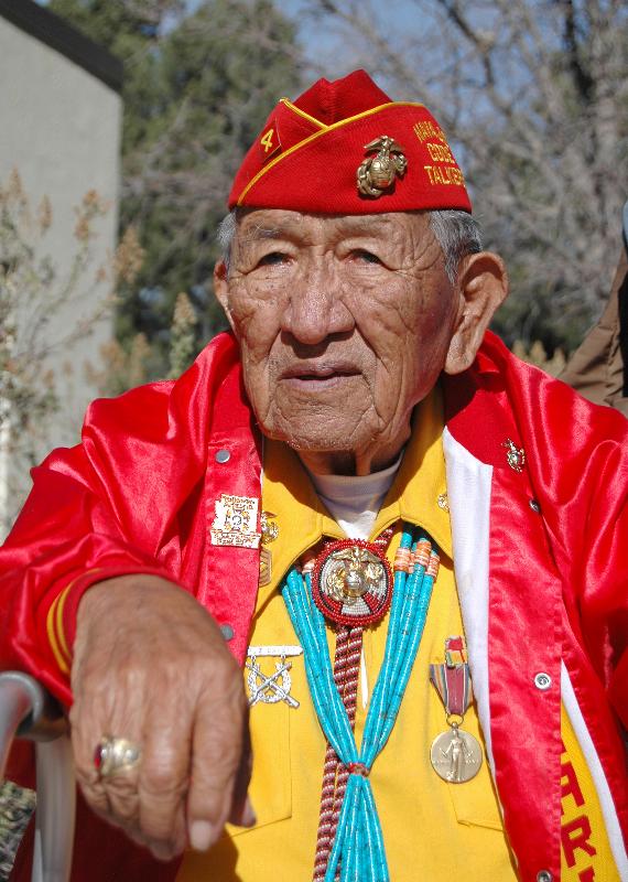 Picture shows Dan Akee, World War II Veteran and Navajo Code Talker, being honored during Native American Heritage Month. National Park Service photograph taken by Erin Whittaker on November 18, 2010.