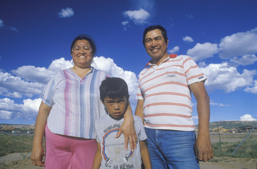 Picture shows Navajo family, Winslow, Arizona