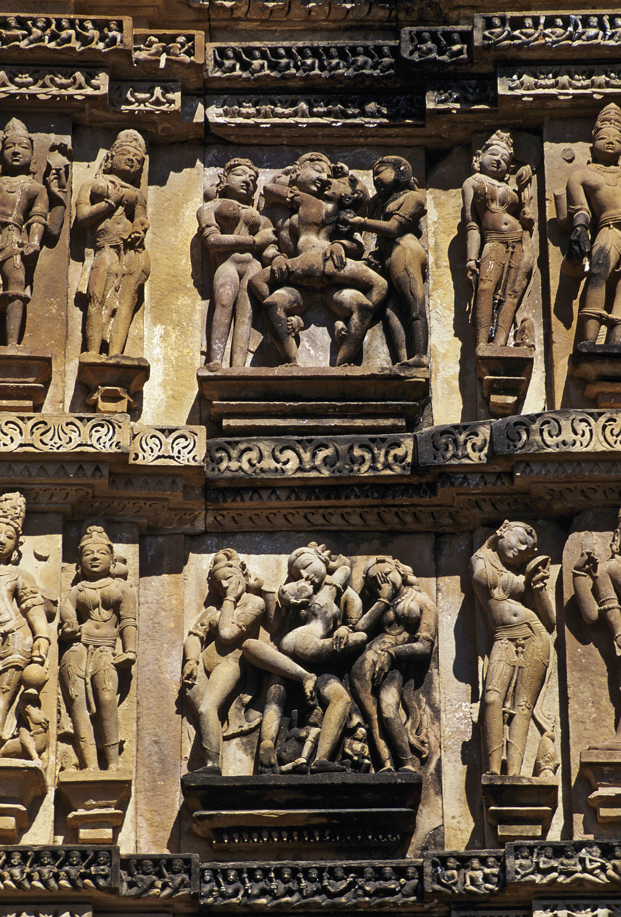 Mithuna reliefs, detail of the north side of the Vishvanatha Temple