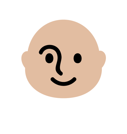 beige very round human face